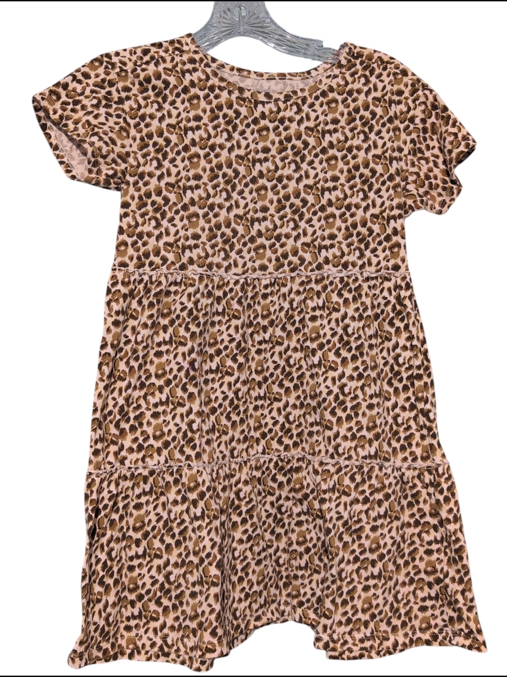Old Navy Leopard Print Tiered Midi Dress Brown M